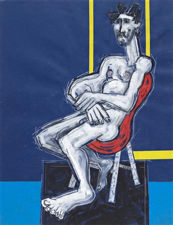 JONATHAN NED KATZ (1938 - ) Seated Nude on a Red Chair.
